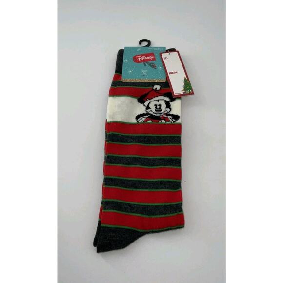 Disney Christmas Crew Socks Mens Size 6.5 -12 Mickey Mouse - Picture 1 of 4